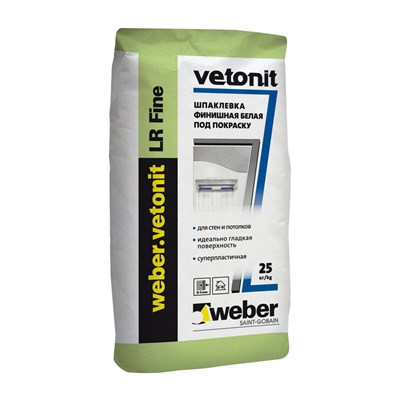 Шпаклевка финишная Weber Vetonit LR Fine для сухих помещений, 25 кг - фото 4562