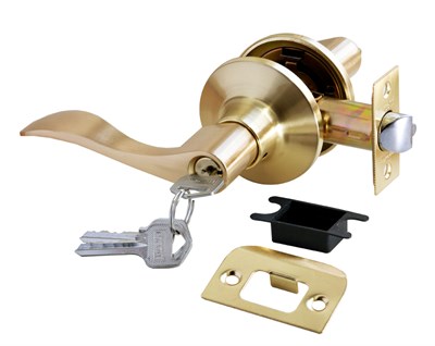 Ручка дверная RUCETTI HK-03 L SG ключ-фиксатор матовое золото - фото 7586